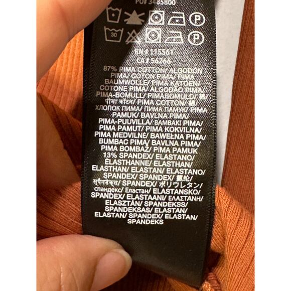 7 For All Mankind Puff Sleeve Square Neck Ribbed Top Size Small NWT Long Sleeves - Picture 13 of 13